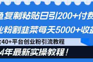 (9054期)闲鱼复制粘贴日引200+付费创业粉,割韭菜日稳定5000+收益,24年最新教程!