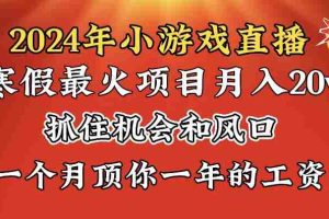 （8778期）2024年寒假爆火项目，小游戏直播月入20w+，学会了之后你将翻身