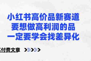 （8738期）小红书高价品新赛道，要想做高利润的品，一定要学会找差异化【某付费文章】