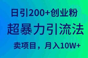 （9654期）超暴力引流法，日引200+创业粉，卖项目月入10W+