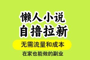 （15757期）懒人小说自撸拉新，无需流量，一个账号一条作品就可以打爆收益，在家也…